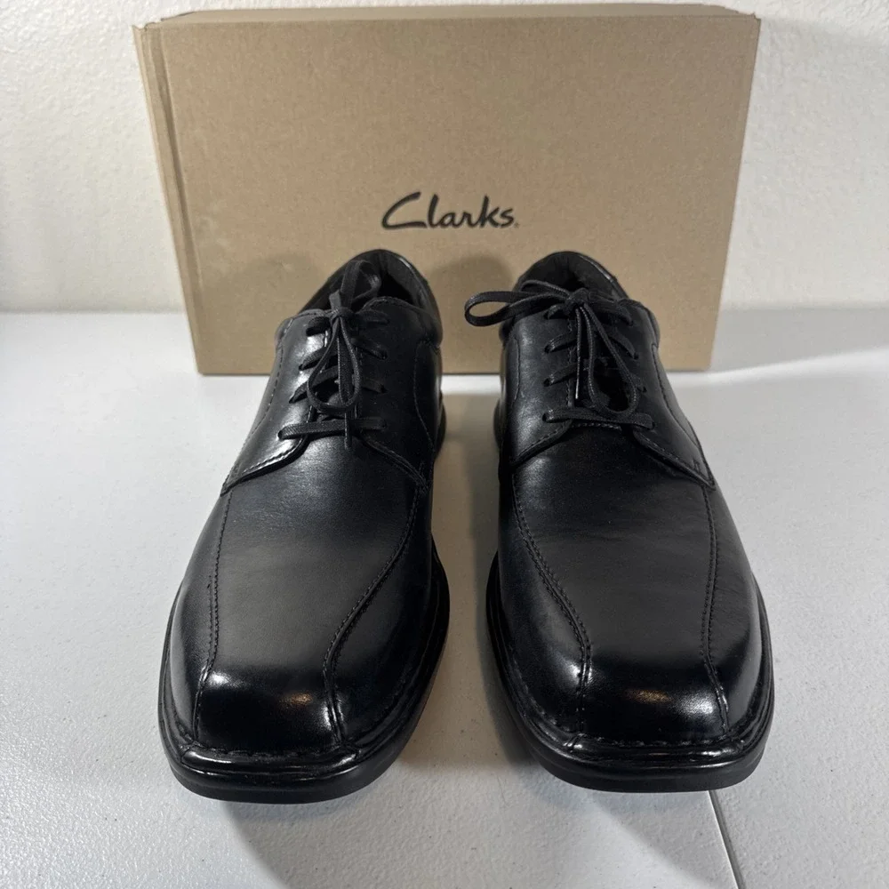 Clarks Kempton Run Men's Size 13 M Black Leather Oxford Dress Shoes Church Work